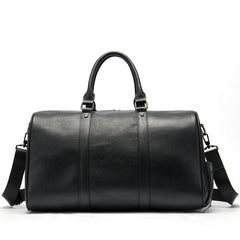 Top-Grain Leather Travel Bag - Separate Shoe Compartment, Versatile Shoulder & Handheld Luggage Bag