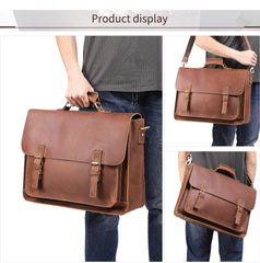 Premium Head Layer Cowhide Business Briefcase - Large Capacity