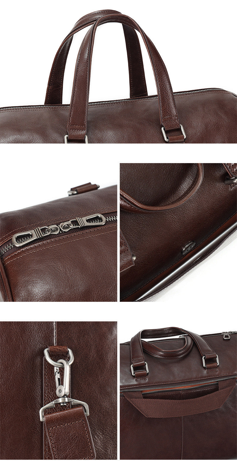 Premium Full-Grain Leather Business Briefcase | Spacious & Stylish Travel Bag