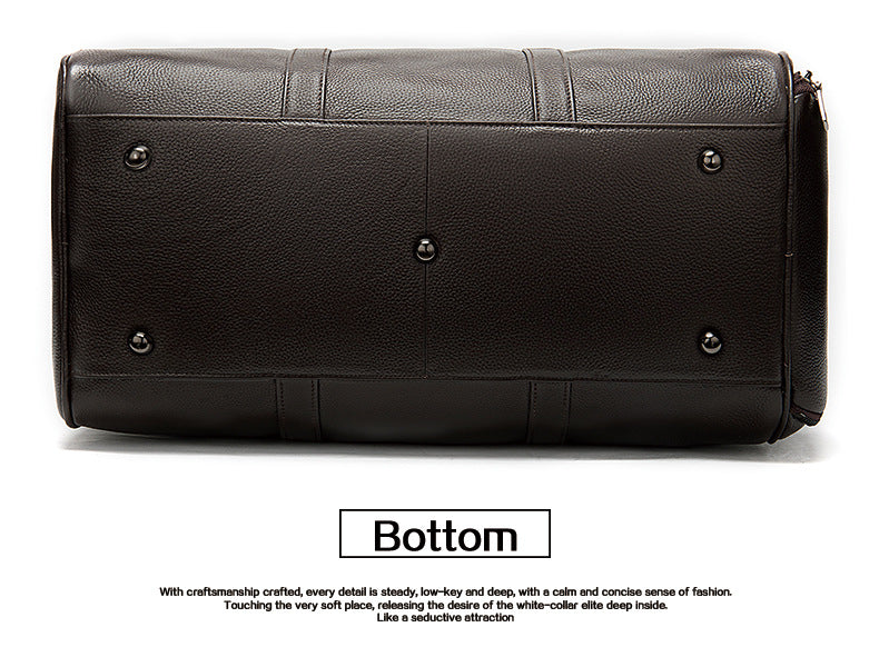 Top-Grain Leather Travel Bag - Separate Shoe Compartment, Versatile Shoulder & Handheld Luggage Bag