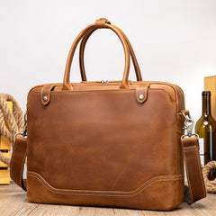 Vintage Retro Crazy Horse Leather Messenger Bag – Lightweight Multi-Pocket Laptop Satchel in Rich Coffee