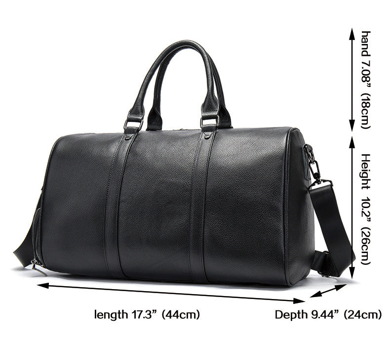 Top-Grain Leather Travel Bag - Separate Shoe Compartment, Versatile Shoulder & Handheld Luggage Bag