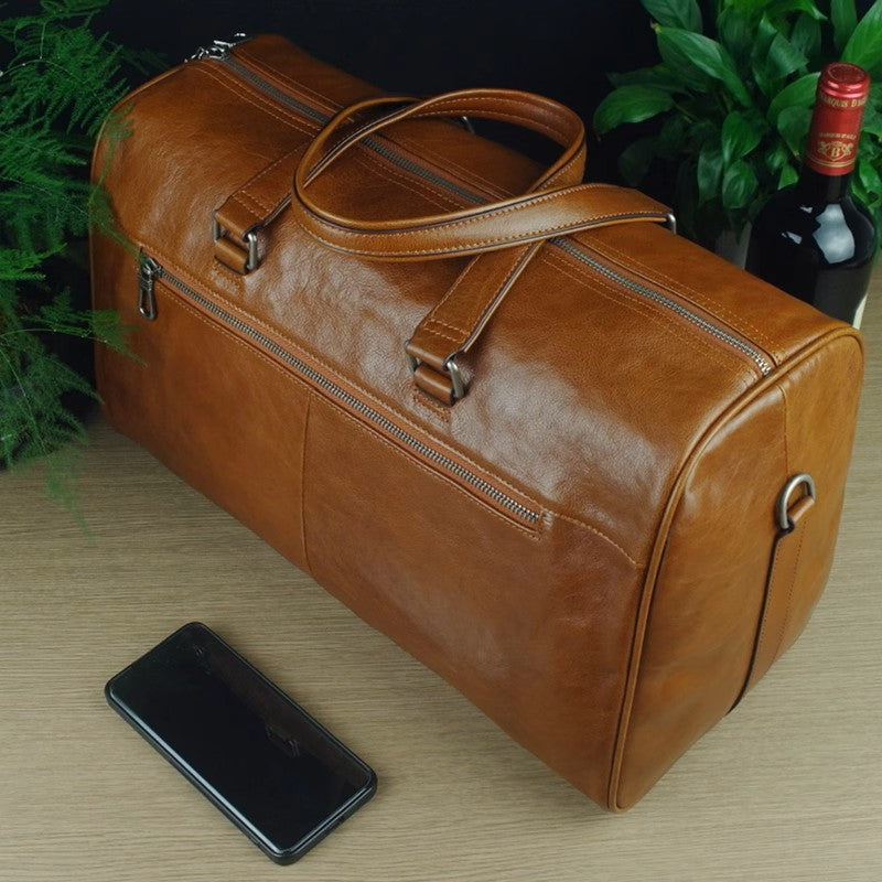 Premium Full-Grain Leather Business Briefcase | Spacious & Stylish Travel Bag